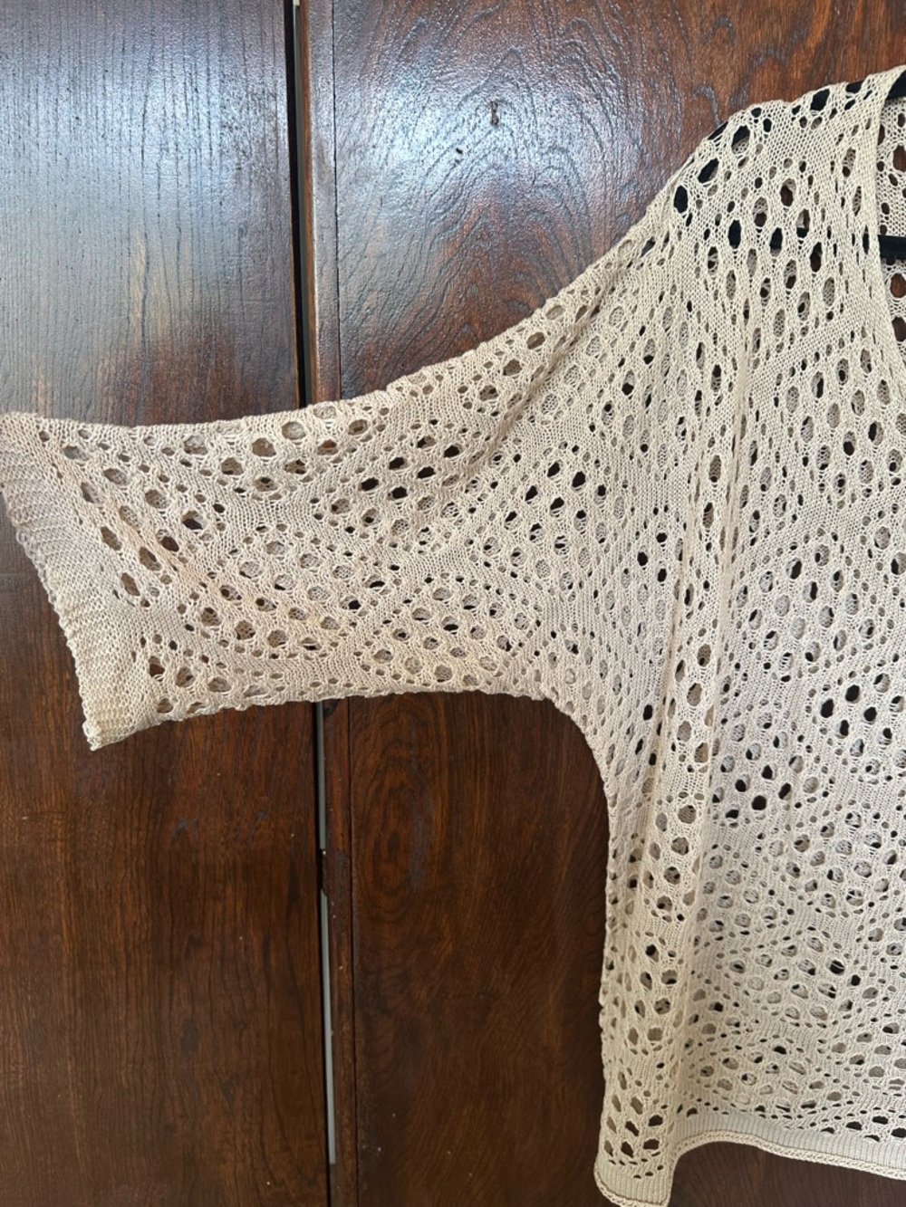 Open-Knit Beige Womens V-Neck Sweater Top Bohemian Style Size Large NEW in Pkg - Picture 4 of 4